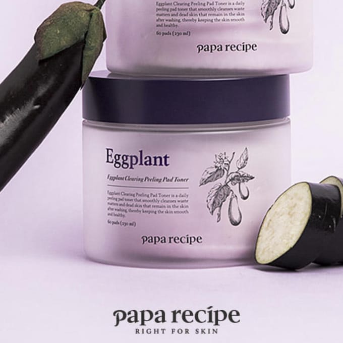 PAPA RECEPT Aubergine Clearing Peeling Pad Toner 70 vellen (230ml) blue