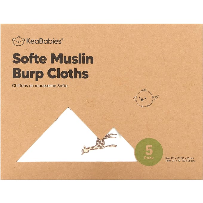 KeaBabies, Lingettes d'épaule en mousseline douce, Wild, lot de 5 beige