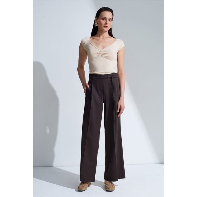 Belted Wijde Pijpen Broek