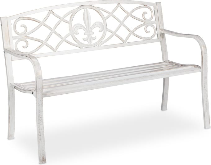 tuinbank - gietijzeren leuning - 86 x 127 x 57 cm - metaal - wit-brons