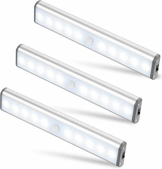 Kastverlichting - 3 Stuks - 20 cm - Beweging en dag/nachtsensor - Op Batterijen - Warm Wit