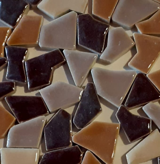 Keramische Mozaïek steentjes Bruin mix 300 gram