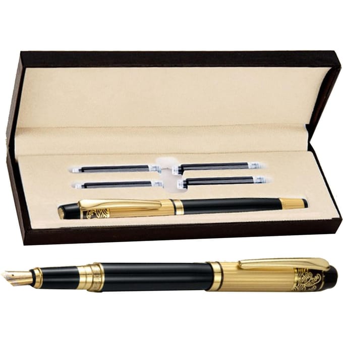 Matte Vulpen met Inktpatroon Comfortabele Grip Vulpotlood Set voor Student Kantoor beige