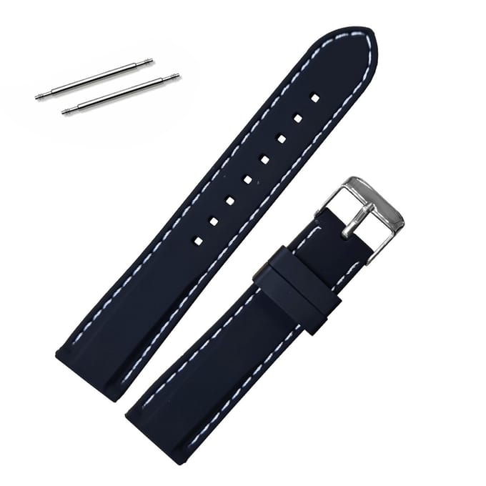 Fako® - Horlogebandje - Siliconen DLX - 20mm - Zwart/Wit