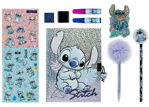 Stitch Glitter Diary Set - Glitterenhanced notitieboek - Meisjes - Multicolor