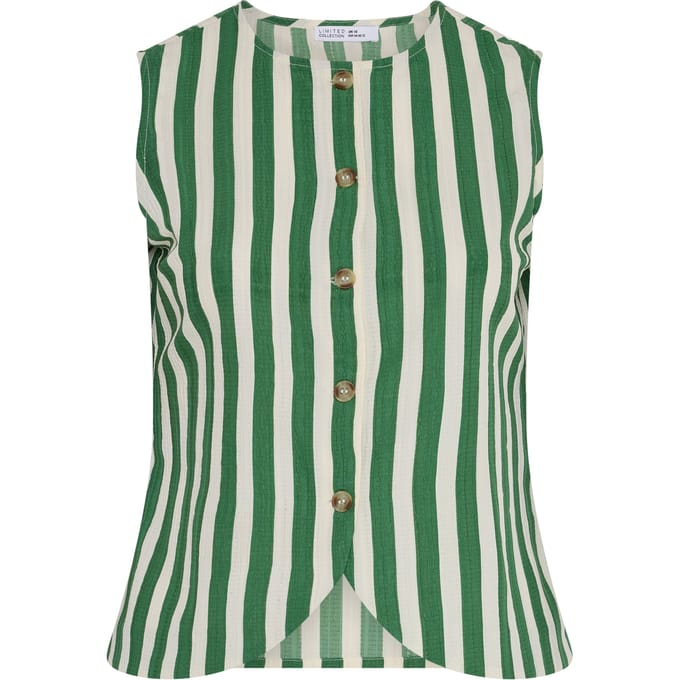 Limited Collection Groen En Wit Gestreept Gilet Size 48