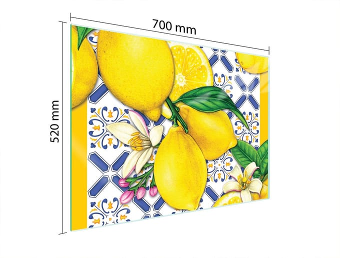 TMK ArtDeko - Glasplaat Bescherming - 70x52 cm - Citroenen - Geharde Glas