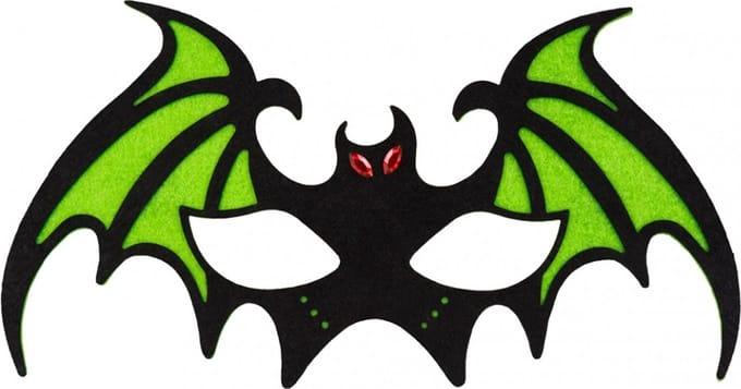 Oogmasker vleermuis 27 x 15 cm polyester groen-zwart - Carnaval Halloween Dier Eng Scary