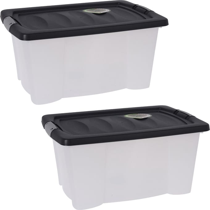 Storage Solutions Opbergdozen/organizers met deksel 4x stuks - kunststof - 13L