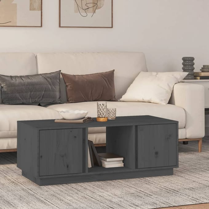vidaXL - Salontafel - 110x50x40 - cm - massief - grenenhout - grijs