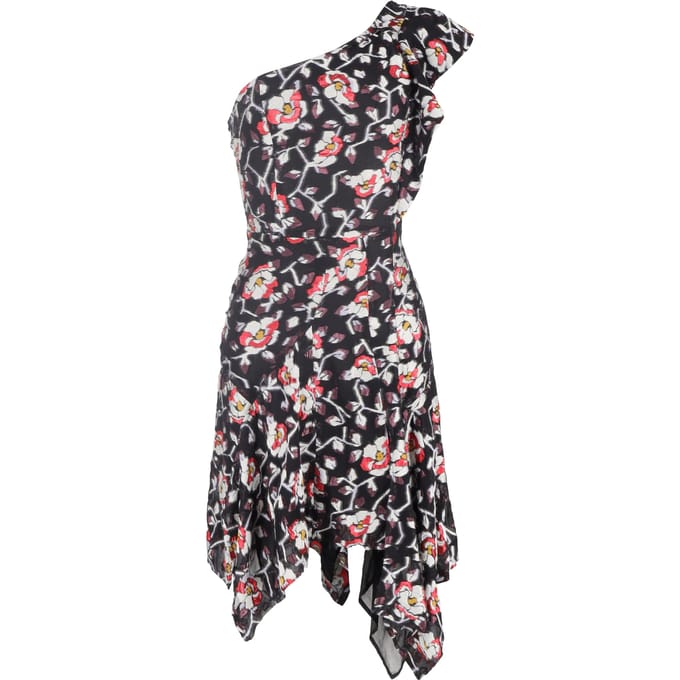 Isabel Marant One Shoulder Minijurk in Bloemenprint Zijde