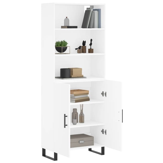 vidaXL - Hoge - kast - 69,5x34x180 - cm - bewerkt - hout - wit