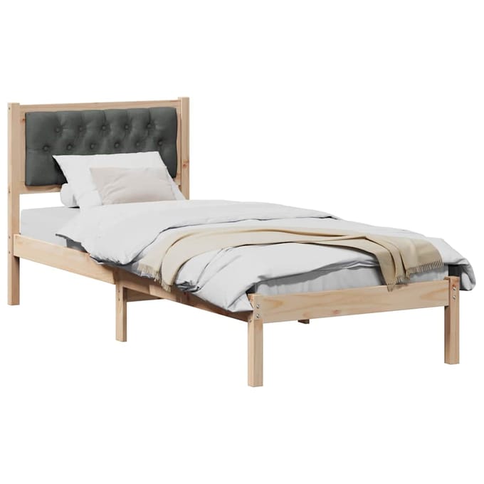 vidaXL - Bedframe - Donkergrijs - 90 - x - 200 - cm - Massief - grenenhout