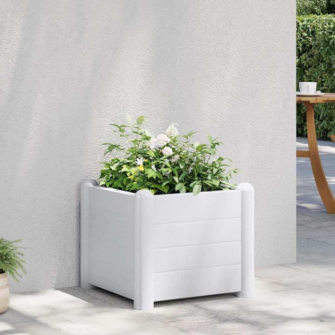 vidaXL - Plantenbak - verhoogd - 43x43x35 - cm - PP - wit