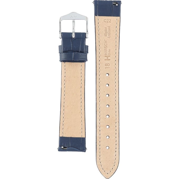 Hirsch Horlogeband -  Duke Donkerblauw - Leer - 18mm