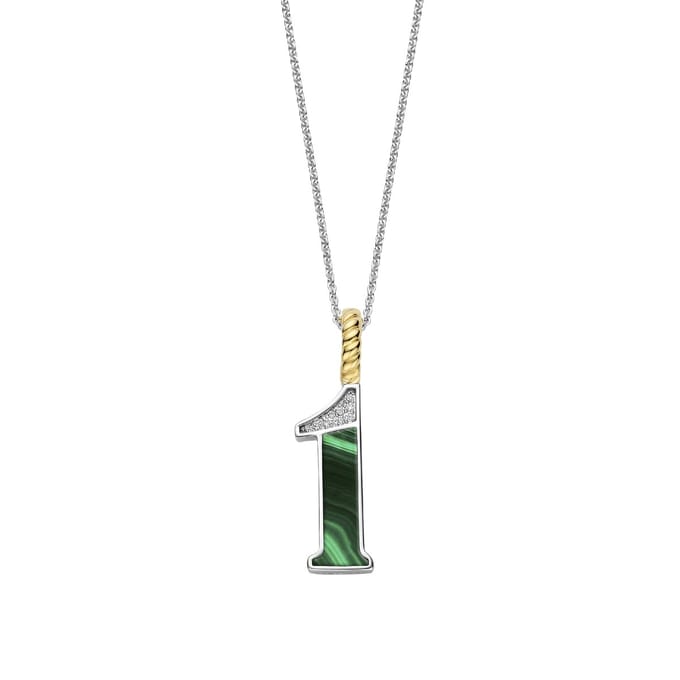 TI SENTO Dames Hanger - 925 zilver - Cijfer 1 - Malachiet - 6841MA_1