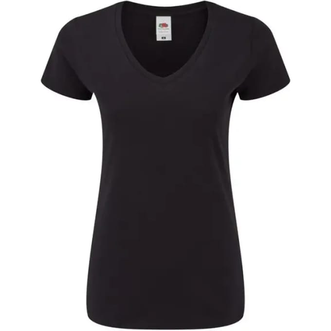 Dames-T-shirt met V-hals Fruit of the Loom Iconic 150