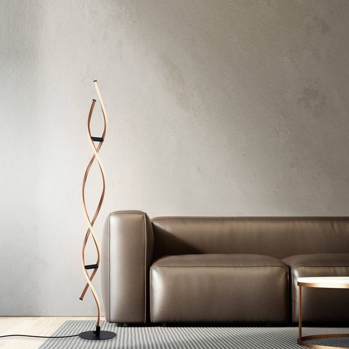 Paul Neuhaus LED vloerlamp Polina, goud, metaal, dimbaar