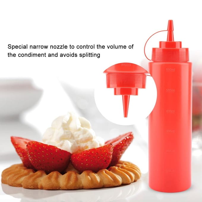 720ml 10 stuks / Set Plastic Condimentdispenser voor Saus Olie Crème Azijn (Rood) rood