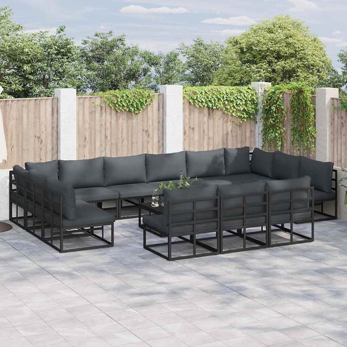 vidaXL - Tuinbank - Set - 14 - st - Zwart - Aluminium