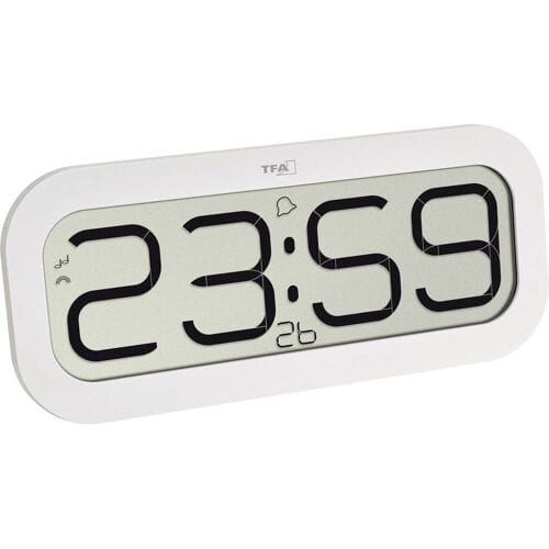 TFA Dostmann 60.4514.02 Wandklok Zendergestuurd 2.8 cm x 32.1 cm x 14 cm Wit Groot display