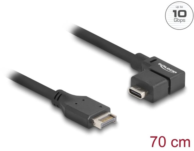 USB 10 Gbps Cable Type-E Key A 20 pin male to USB Type-C™ female angled 70 cm