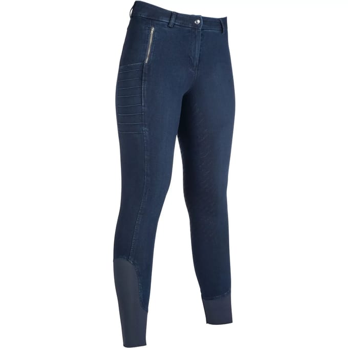 Damesbroek met volledige grip HKM Selection Aruba Denim