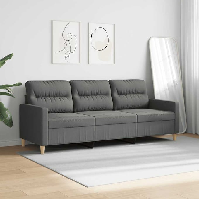 vidaXL - Driezitsbank - 180 - cm - stof - donkergrijs