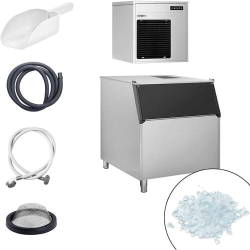 GGM Gastro Flockeneisbereiter - 220 kg / 24 h - inkl. Eisvorratsbehälter Zilver