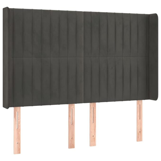 vidaXL - Hoofdbord - LED - 147x16x118/128 - cm - fluweel - donkergrijs