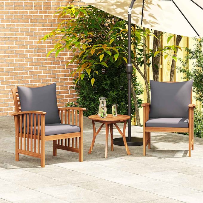 vidaXL - Tuinstoelen - 2 - st - met - kussens - massief - acaciahout