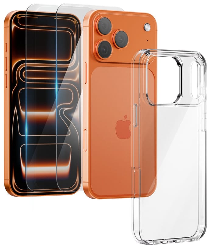 Hoesje - geschikt voor iPhone 17 Pro Max/18 Pro Max - Transparant - 2x screenprotector - beschermglas screen protector - Anti Shock hoes case