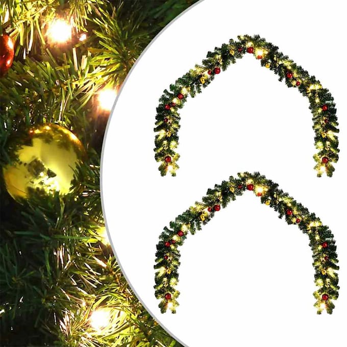vidaXL - Kerstkrans - 2 - st - 600 - LED's - Groen - 20 - m - PVC