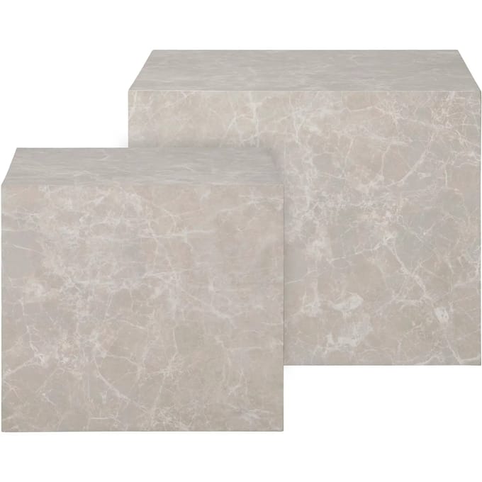 House Nordic Salontafel Prague Marmerlook Beige Set Van 2