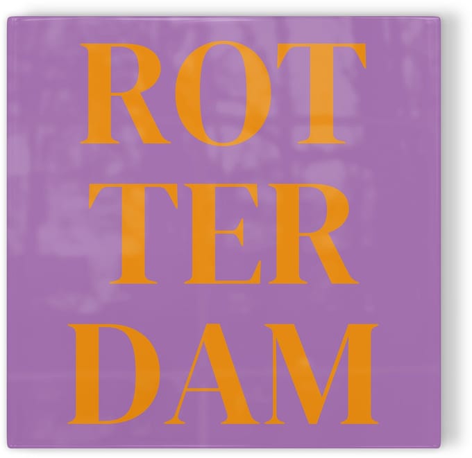 Tegeltje Rotterdam - paars oranje - tegeltje stad - tegeltje met tekst
