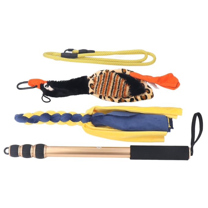 52 Inch Telescopische Hondenplagerstok Flirtstok voor Hond Interactief Flirtstok Speelgoed Hond Uitschuifbare Plagerstok voor black