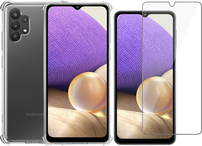 Hoesje geschikt voor Samsung Galaxy A32 5G - Screenprotector Glas - Shockline Case Cover Hoes