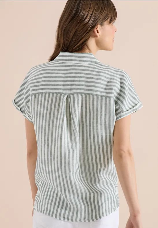 Overhemdblouse met hangende schouder in linnen