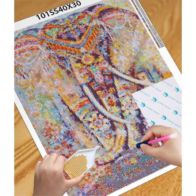 Volledige ronde boor  Kleur olifant  Borduurkruissteek cadeau Home Decor Cadeau 20X30CM blue