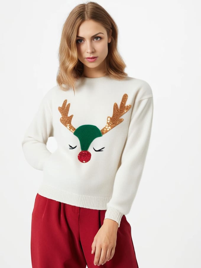Starry Indigo - Foute Kersttrui / Sweater Dames - Reindeer