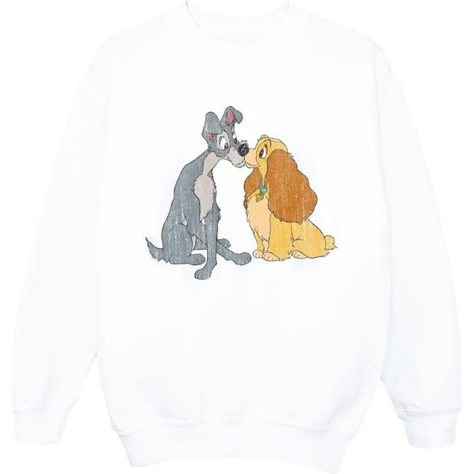 Disney Meisjes Lady And The Tramp Distressed Kiss Sweatshirt (Wit)