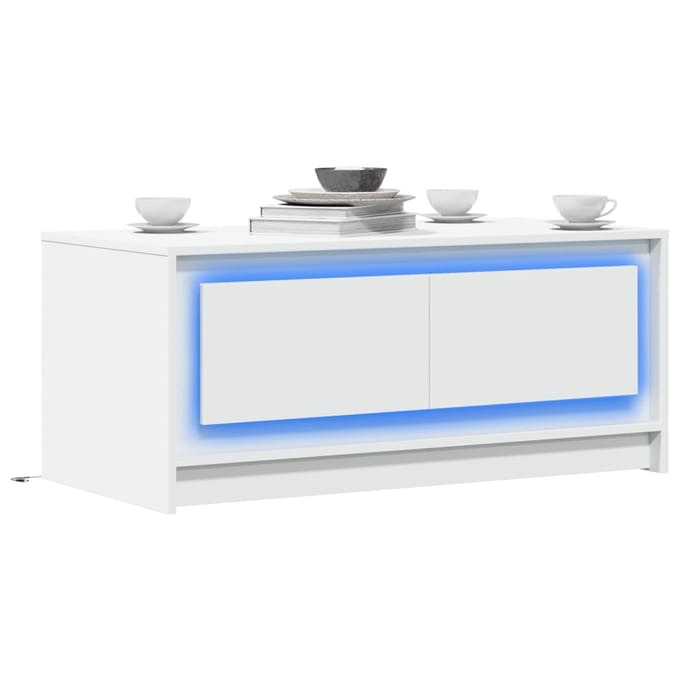 vidaXL - Salontafel - met - LED-verlichting - bewerkt - hout - wit