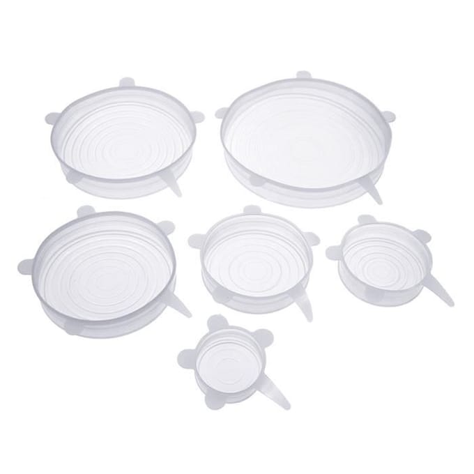 Couleur 6pcs blanc 6 couvercles alimentaires en Silicone universels, extensibles, pour micro-ondes, accessoir