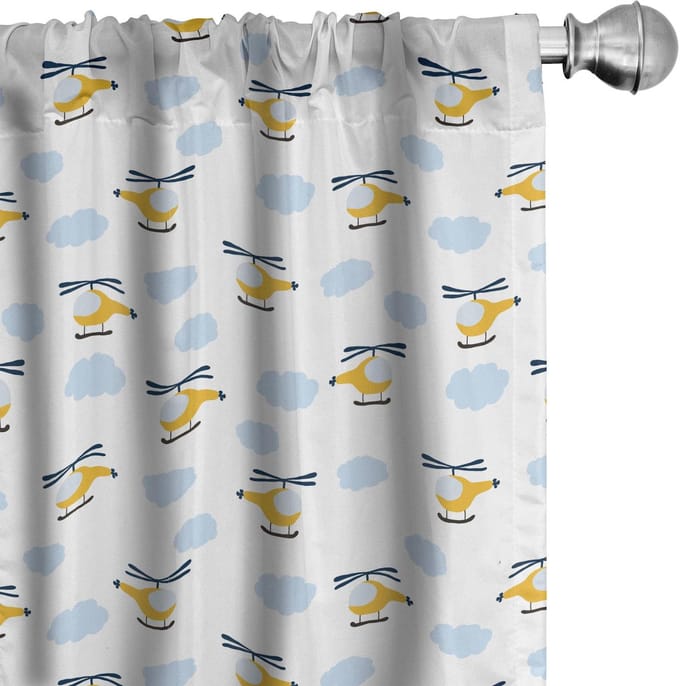 ABAKUHAUS Kindergordijnen – 2x75x175 cm – Microfaser – Geel/Blauw