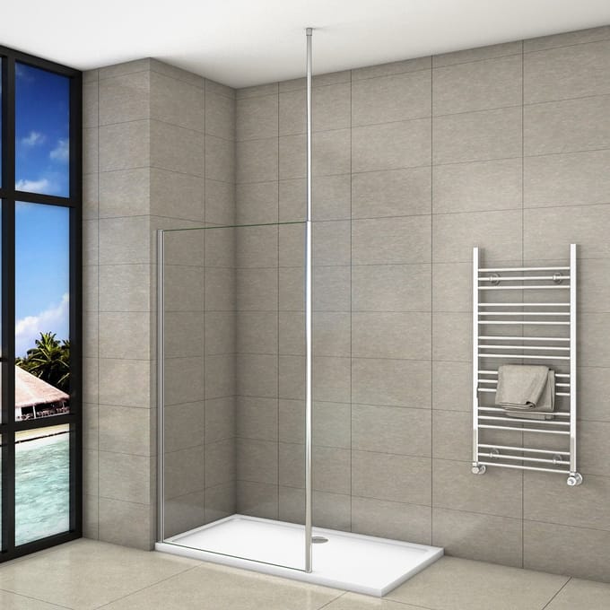 Inloopdouche 60x200 cm + 2030-3200 mm Stabilisatiestang,8mm nano-veiligheidsglas