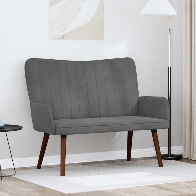 vidaXL - 2-Zits - Sofa - Donkergrijs - 115 - x - 61 - x - 87 - cm - fluweel