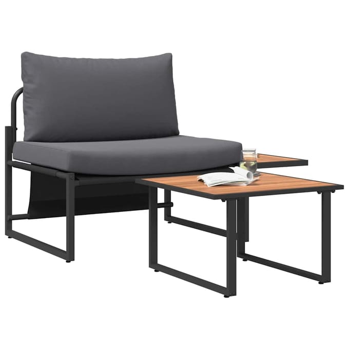 vidaXL - Tuinbank - Set - 2 - st - Antraciet - Staal