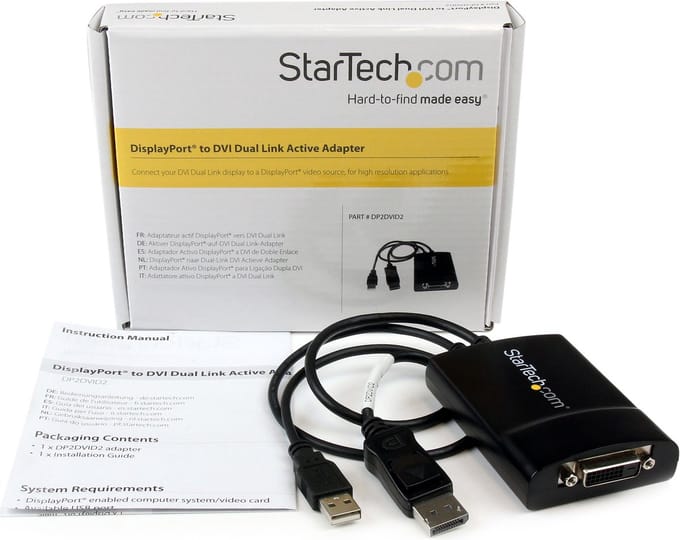 DisplayPort to DVI Adapter Startech DP2DVID2 Black
