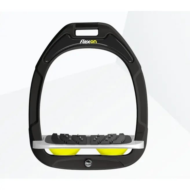 Ultra Grip Zwart/Grijs/Geel Ingelaste Stijgbeugels Flex-On Green Composite