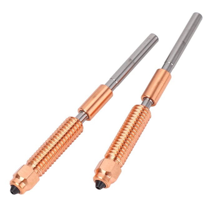 2 stuks Geïntegreerde Gehard Stalen Nozzle Hoge Doorstroming Snelkoppeling Nozzle 1mm Diameter 3D-printer beige